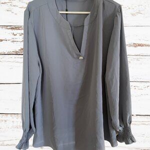 Funlingo Dusty Blue Dress Shirt – Women’s Size 3XL